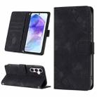 For For Samsung Galaxy A55 Skin-feel Embossed Leather Phone Case(Black) - 1
