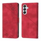 For Samsung Galaxy M15/F15 5G Global Skin-feel Embossed Leather Phone Case(Red) - 1