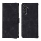For Samsung Galaxy M55 Skin-feel Embossed Leather Phone Case(Black) - 1