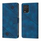 For Samsung Galaxy M62 Skin-feel Embossed Leather Phone Case(Blue) - 1