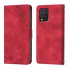 For Samsung Galaxy M62 Skin-feel Embossed Leather Phone Case(Red) - 1
