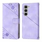 For Samsung Galaxy Z Fold6 Skin-feel Embossed Leather Phone Case(Light Purple) - 1