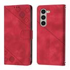 For Samsung Galaxy Z Fold6 Skin-feel Embossed Leather Phone Case(Red) - 1