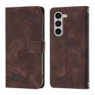 For Samsung Galaxy Z Fold6 Skin-feel Embossed Leather Phone Case(Brown) - 1