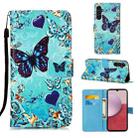 For Samsung Galaxy A25 5G / A24 Colored Drawing Pattern Plain Weave Leather Phone Case(Caring Butterfly) - 1