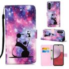 For Samsung Galaxy A25 5G / A24 Colored Drawing Pattern Plain Weave Leather Phone Case(Baby Panda) - 1