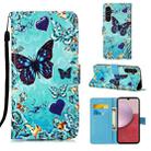 For Samsung Galaxy S23 FE 5G Colored Drawing Pattern Plain Weave Leather Phone Case(Caring Butterfly) - 1