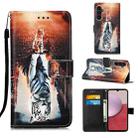 For Samsung Galaxy S23 FE 5G Colored Drawing Pattern Plain Weave Leather Phone Case(Cats And Tigers) - 1