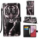 For Samsung Galaxy S23 FE 5G Colored Drawing Pattern Plain Weave Leather Phone Case(Black And White Tiger) - 1