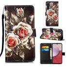 For Samsung Galaxy S23 FE 5G Colored Drawing Pattern Plain Weave Leather Phone Case(Roses On Black) - 1