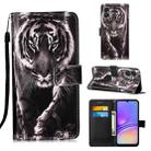 For Samsung Galaxy A05 Colored Drawing Pattern Plain Weave Leather Phone Case(Black And White Tiger) - 1