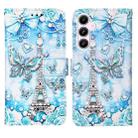 For Samsung Galaxy A55 Colored Drawing Pattern Plain Weave Leather Phone Case(Tower Butterfly) - 1