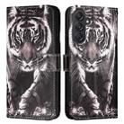 For Samsung Galaxy M55 Colored Drawing Pattern Plain Weave Leather Phone Case(Black And White Tiger) - 1