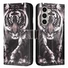 For Samsung Galaxy Z Fold6 Colored Drawing Pattern Plain Weave Leather Phone Case(Black And White Tiger) - 1