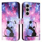 For Samsung Galaxy Z Fold6 Colored Drawing Pattern Plain Weave Leather Phone Case(Baby Panda) - 1
