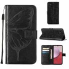 For Samsung Galaxy A25 5G / A24 Embossed Butterfly Leather Phone Case(Black) - 1