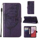 For Samsung Galaxy S23 FE 5G Embossed Butterfly Leather Phone Case(Dark Purple) - 1