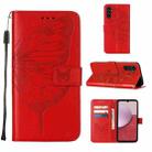For Samsung Galaxy S23 FE 5G Embossed Butterfly Leather Phone Case(Red) - 1