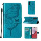 For Samsung Galaxy S23 FE 5G Embossed Butterfly Leather Phone Case(Blue) - 1