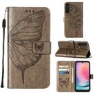 For Samsung Galaxy A15 Embossed Butterfly Leather Phone Case(Grey) - 1