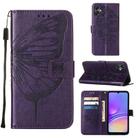 For Samsung Galaxy A05 Embossed Butterfly Leather Phone Case(Dark Purple) - 1
