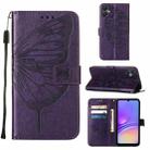 For Samsung Galaxy A05 Embossed Butterfly Leather Phone Case(Dark Purple) - 1