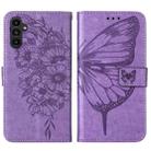 For Samsung Galaxy A24 4G Embossed Butterfly Leather Phone Case(Purple) - 2