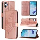 For Samsung Galaxy A06 4G / 5G Embossed Butterfly Leather Phone Case(Rose Gold) - 1