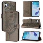 For Samsung Galaxy A07 4G Embossed Butterfly Leather Phone Case(Grey) - 1