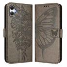 For Samsung Galaxy A07 4G Embossed Butterfly Leather Phone Case(Grey) - 2