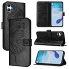 For Samsung Galaxy A07 4G Embossed Butterfly Leather Phone Case(Black) - 1