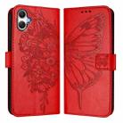 For Samsung Galaxy A07 4G Embossed Butterfly Leather Phone Case(Red) - 2