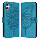 For Samsung Galaxy A07 4G Embossed Butterfly Leather Phone Case(Blue) - 2