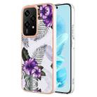 For Honor 200 Lite Global Electroplating IMD TPU Phone Case(Purple Flower) - 1