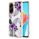 For OPPO A98 Electroplating IMD TPU Phone Case(Purple Flower) - 1