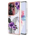 For OPPO Reno11 F 5G Global Electroplating IMD TPU Phone Case(Purple Flower) - 1