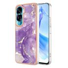 For Honor 90 Lite 5G Electroplating Marble Dual-side IMD Phone Case(Purple 002) - 1