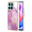 For Honor X6a Electroplating Marble Dual-side IMD Phone Case(Purple 001) - 1