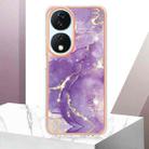 For Honor X7b 4G / X7b 5G Electroplating Marble Dual-side IMD Phone Case(Purple 002) - 2