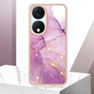 For Honor X7b 4G / X7b 5G Electroplating Marble Dual-side IMD Phone Case(Purple 001) - 2