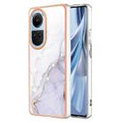 For OPPO Reno10 5G Global Electroplating Marble Dual-side IMD Phone Case(White 006) - 1