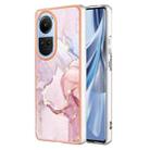 For OPPO Reno10 5G Global Electroplating Marble Dual-side IMD Phone Case(Rose Gold 005) - 1