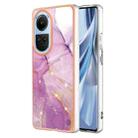 For OPPO Reno10 5G Global Electroplating Marble Dual-side IMD Phone Case(Purple 001) - 1