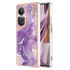 For OPPO Reno10 Pro 5G Global Electroplating Marble Dual-side IMD Phone Case(Purple 002) - 1