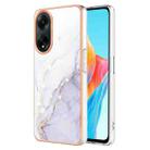 For OPPO A98 Electroplating Marble Dual-side IMD Phone Case(White 006) - 1