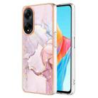 For OPPO A98 Electroplating Marble Dual-side IMD Phone Case(Rose Gold 005) - 1