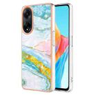 For OPPO A98 Electroplating Marble Dual-side IMD Phone Case(Green 004) - 1