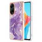 For OPPO A98 Electroplating Marble Dual-side IMD Phone Case(Purple 002) - 1