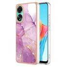 For OPPO A78 4G Electroplating Marble Dual-side IMD Phone Case(Purple 001) - 1