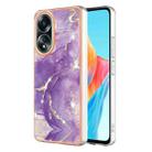For OPPO A58 4G Electroplating Marble Dual-side IMD Phone Case(Purple 002) - 1